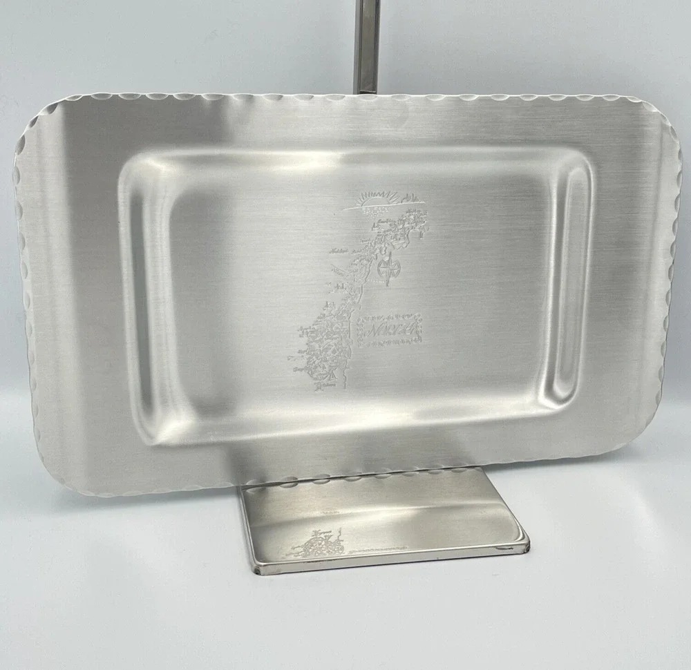 Norge Norway Vintage Hammered Aluminum Tray Etched Engraved Souvenir Decor Gift